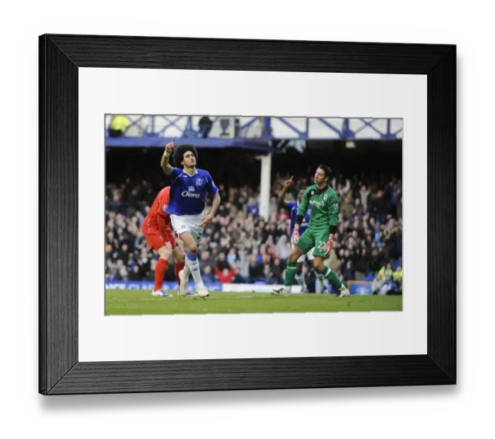 Framed Print : Marouane Fellaini Scores the First FA Cup Quarterfinal Goal for Everton Against Middlesbrough at Goodison Park (8 / 3 / 09)