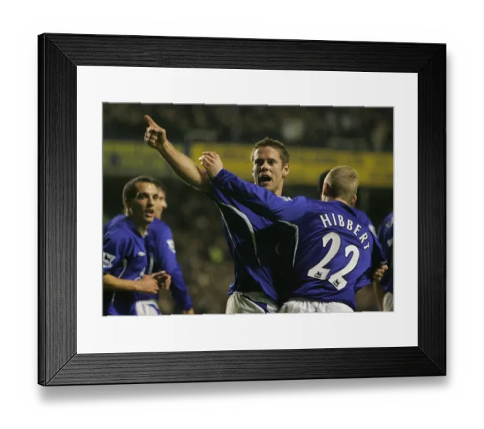 Framed Print : Everton Football Club: James Beattie's Thrilling Goal Celebration with Tony Hibbert