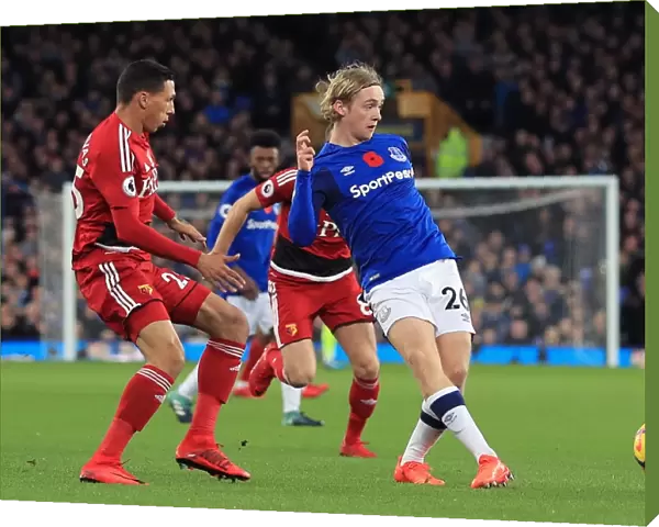 Tom Davies of Everton in Action against Watford at Goodison Park, Premier League