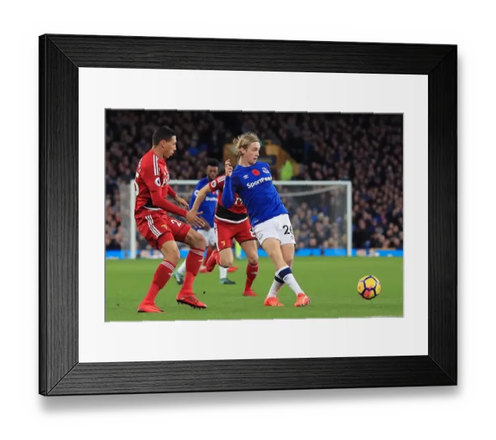 Framed Print : Tom Davies of Everton in Action against Watford at Goodison Park, Premier League Framed Print : Tom Davies of Everton in Action against Watford at Goodison Park, Premier League