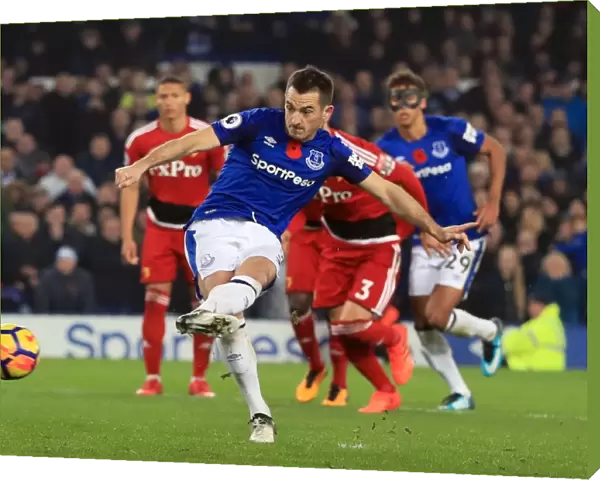Leighton Baines Scores Penalty: Everton's Third Goal vs. Watford (Premier League 2017-18, Goodison Park)