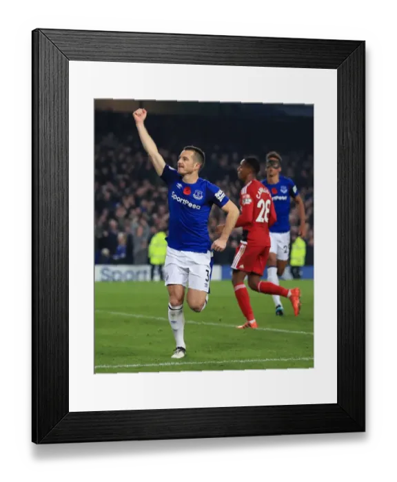 Framed Print : Leighton Baines Scores Thrilling Penalty: Everton's Third Goal vs. Watford in Premier League Framed Print : Leighton Baines Scores Thrilling Penalty: Everton's Third Goal vs. Watford in Premier League