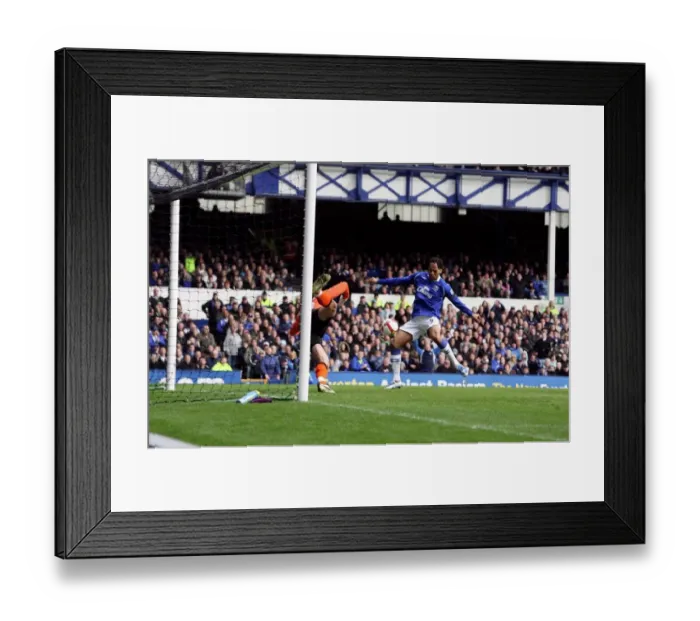 Framed Print : Joleon Lescott Scores Everton's Second Goal Against Stoke City in Barclays Premier League Framed Print : Joleon Lescott Scores Everton's Second Goal Against Stoke City in Barclays Premier League