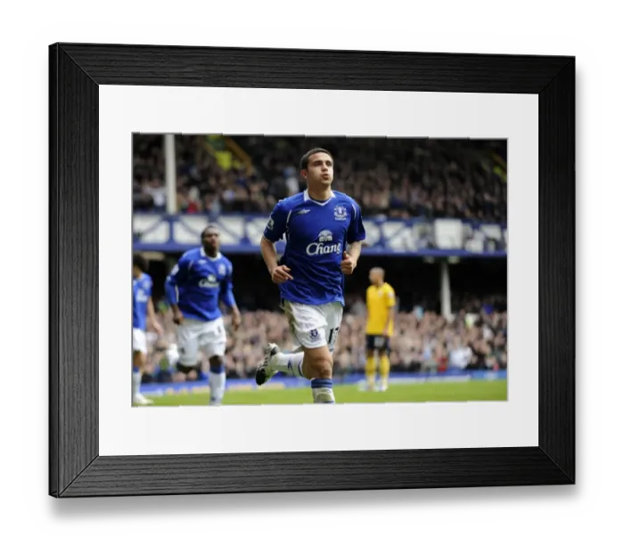 Framed Print : Tim Cahill's Thrilling Goal: Everton's Game-Changing Victory Over West Bromwich Albion (08-09) - A Momentous Moment in Football History
