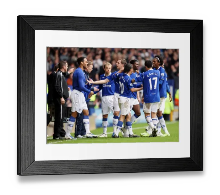 Framed Print : Louis Saha's Game-Winning Goal: Everton 2-0 West Bromwich Albion (2009)