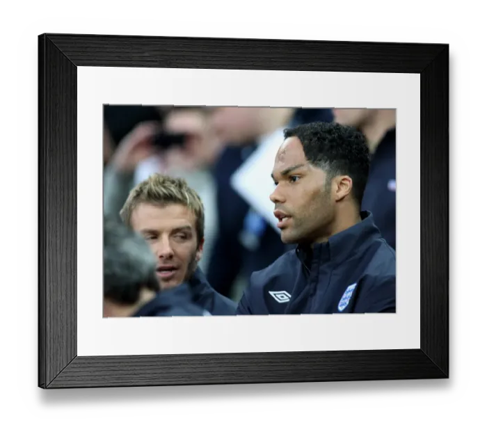 Framed Print : Beckham and Lescott Ready for England vs Slovakia Friendly at Wembley Stadium (March 2009)