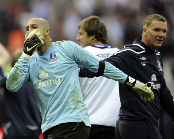Everton's Tim Howard: FA Cup Semi-Final Victory Celebration Over Manchester United at Wembley Stadium (2009)