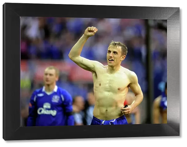 Everton's Phil Neville: FA Cup Semi-Final Victory Celebration vs. Manchester United at Wembley Stadium (04 / 19 / 09)