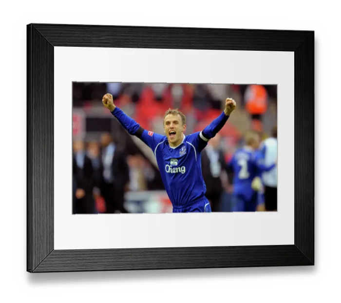 Framed Print : Everton's Phil Neville: FA Cup Semi-Final Victory Celebration vs. Manchester United (April 19, 2009) Framed Print : Everton's Phil Neville: FA Cup Semi-Final Victory Celebration vs. Manchester United (April 19, 2009)