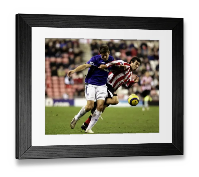Framed Print : Everton's James Beattie vs. Sunderland's Julio Arca: A Football Rivalry Framed Print : Everton's James Beattie vs. Sunderland's Julio Arca: A Football Rivalry