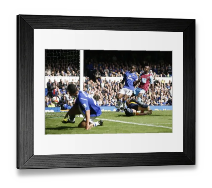 Framed Print : Louis Saha Scores Third Goal: Everton's Victory Over West Ham United in Premier League, May 2009 Framed Print : Louis Saha Scores Third Goal: Everton's Victory Over West Ham United in Premier League, May 2009