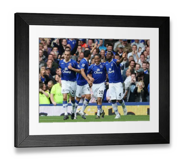 Framed Print : Everton Celebrates: Yobo Scores the Second Goal vs. West Ham, Premier League 2009 Framed Print : Everton Celebrates: Yobo Scores the Second Goal vs. West Ham, Premier League 2009