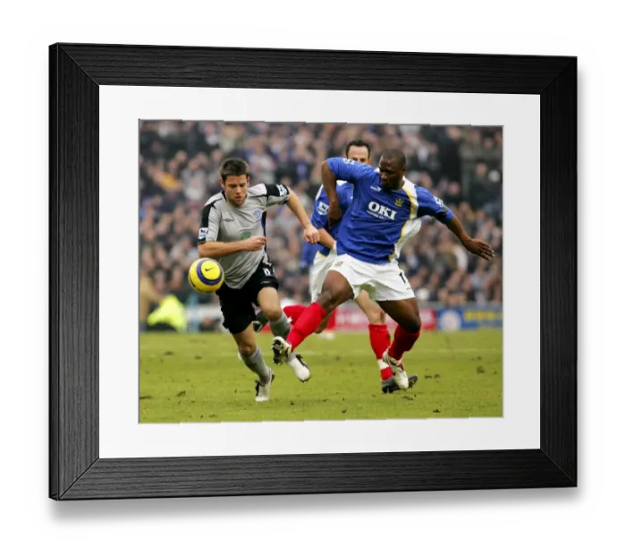 Framed Print : Thrilling Escape: James Beattie Outwits Noe Pamarot at Fratton Park (14 / 1 / 06)