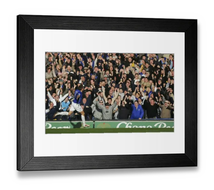 Framed Print : Euphoria Unleashed: James Beattie's Memorable Goal Celebration Among Everton Faithful Framed Print : Euphoria Unleashed: James Beattie's Memorable Goal Celebration Among Everton Faithful