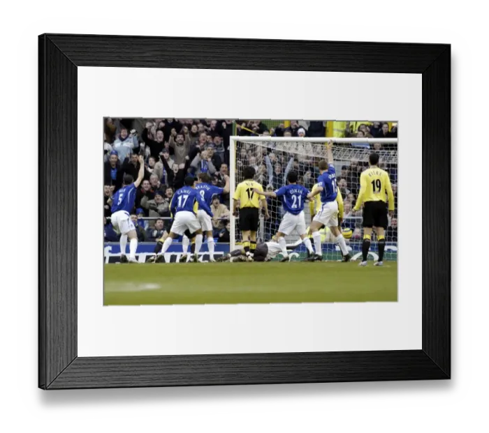Framed Print : David Weir's Historic First Goal for Everton Framed Print : David Weir's Historic First Goal for Everton