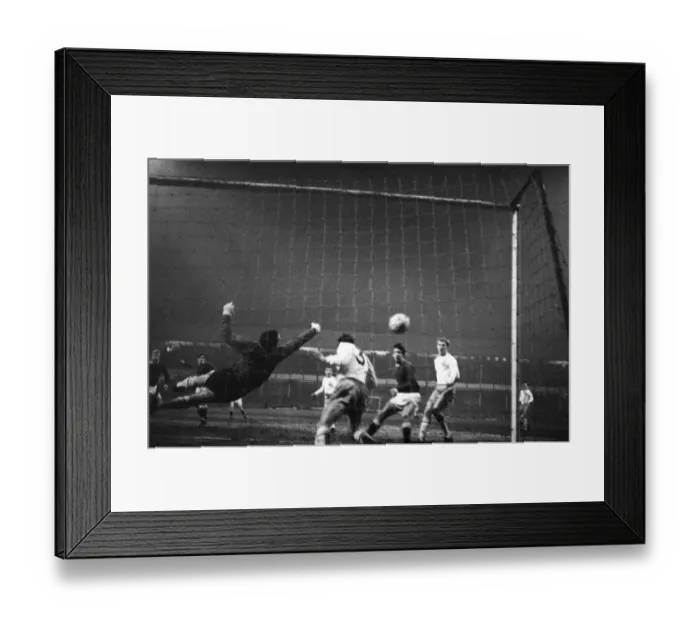 Framed Print : Alex Young scores against Burnley in 1962 Framed Print : Alex Young scores against Burnley in 1962
