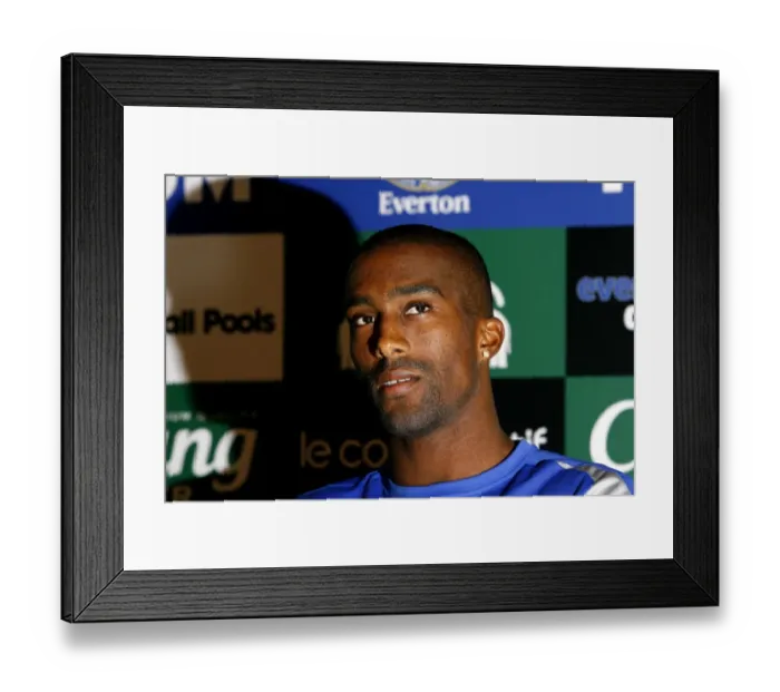 Framed Print : Welcome Sylvain Distin: Everton Football Club's New Signing Unveiled at Finch Farm