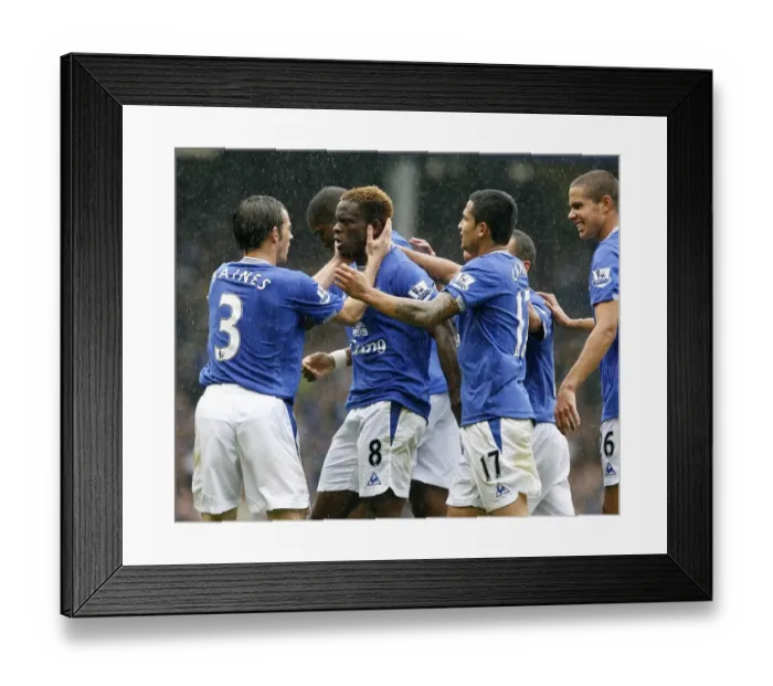 Framed Print : Everton's Louis Saha Scores Dramatic Equalizer Against Wigan Athletic at Goodison Park Framed Print : Everton's Louis Saha Scores Dramatic Equalizer Against Wigan Athletic at Goodison Park