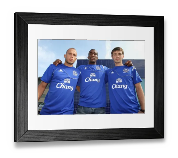 Framed Print : Everton Football Club: Unveiling of New Signings Johnny Heitinga, Sylvain Distin, and Diniyar Bilyaletdinov Framed Print : Everton Football Club: Unveiling of New Signings Johnny Heitinga, Sylvain Distin, and Diniyar Bilyaletdinov