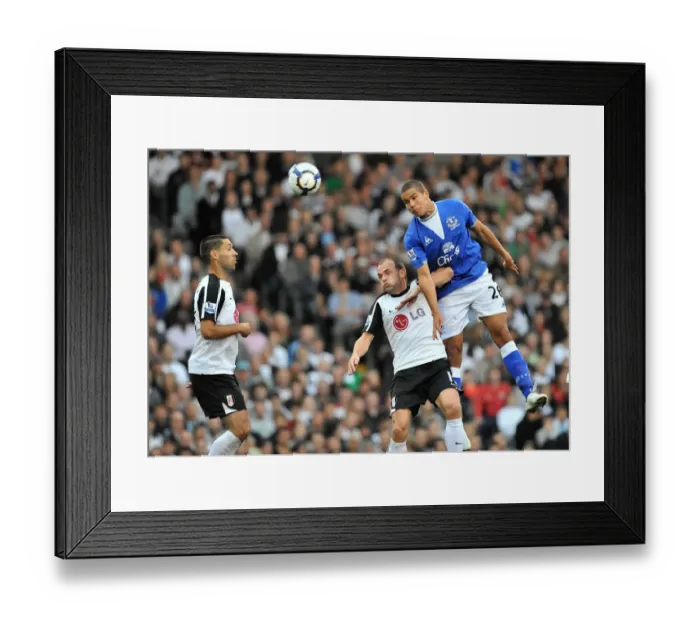 Framed Print : Jack Rodwell's Aerial Triumph: Everton's Victory Over Fulham in the Barclays Premier League Framed Print : Jack Rodwell's Aerial Triumph: Everton's Victory Over Fulham in the Barclays Premier League