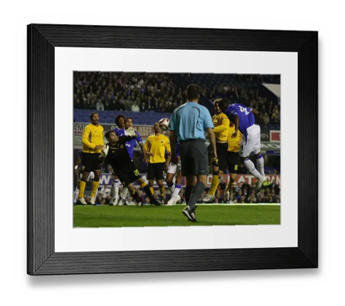 Framed Print : Yobo Scores First: Everton's Europa League Victory vs AEK Athens at Goodison Park