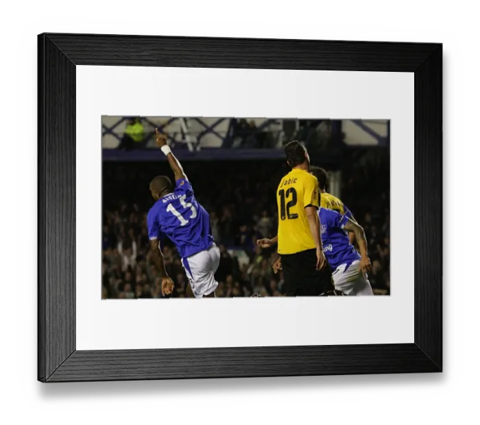 Framed Print : Distin Scores the Second Goal: Everton FC vs AEK Athens, UEFA Europa League, Goodison Park Framed Print : Distin Scores the Second Goal: Everton FC vs AEK Athens, UEFA Europa League, Goodison Park