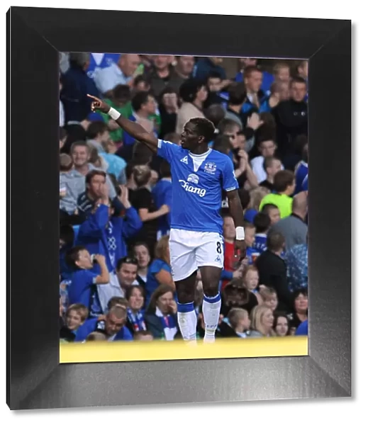 Everton's Louis Saha: Double Delight - Celebrating Goal Number Two Against Blackburn Rovers at Goodison Park (Barclays Premier League)
