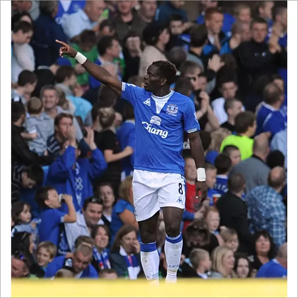 Everton's Louis Saha: Double Delight - Celebrating Goal Number Two Against Blackburn Rovers at Goodison Park (Barclays Premier League)