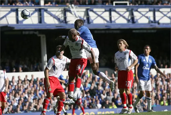Louis Saha's Brace: Everton's Victory Against Blackburn Rovers in the Premier League (Goodison Park)