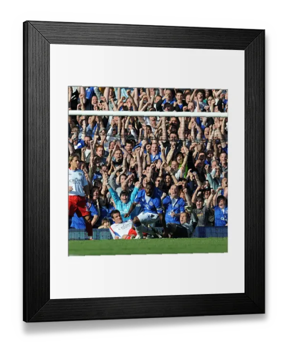 Framed Print : Joseph Yobo's Thriller: Everton's Triumphant Third Goal vs. Blackburn Rovers at Goodison Park Framed Print : Joseph Yobo's Thriller: Everton's Triumphant Third Goal vs. Blackburn Rovers at Goodison Park