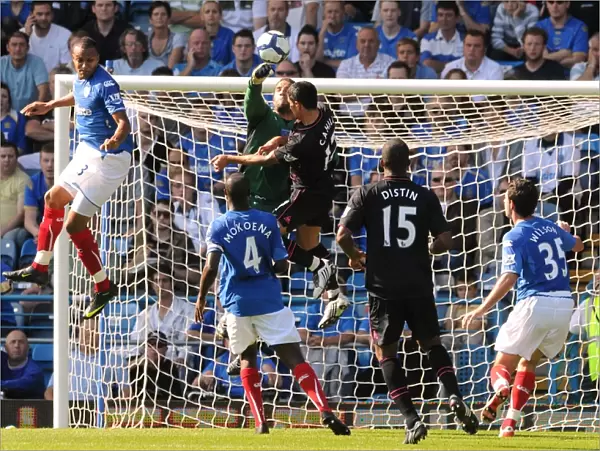 David James Defiant Attempt: Everton's Relentless Assault on Portsmouth's Goal (Fratton Park)