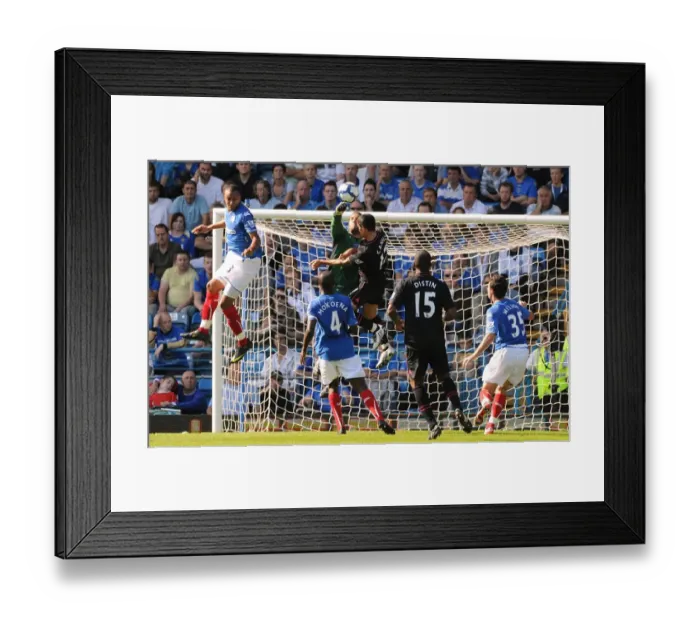 Framed Print : David James Defiant Attempt: Everton's Relentless Assault on Portsmouth's Goal (Fratton Park) Framed Print : David James Defiant Attempt: Everton's Relentless Assault on Portsmouth's Goal (Fratton Park)