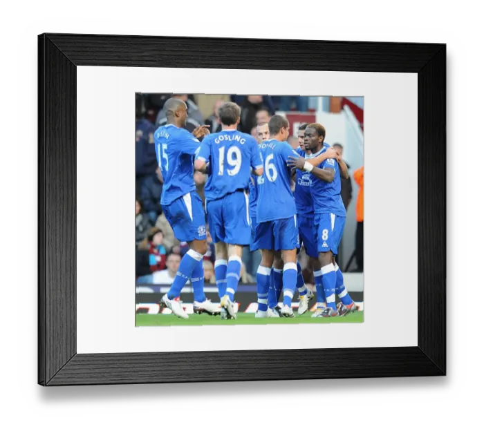 Framed Print : Everton's Louis Saha: Celebrating the Opening Goal Against West Ham in the Premier League Framed Print : Everton's Louis Saha: Celebrating the Opening Goal Against West Ham in the Premier League