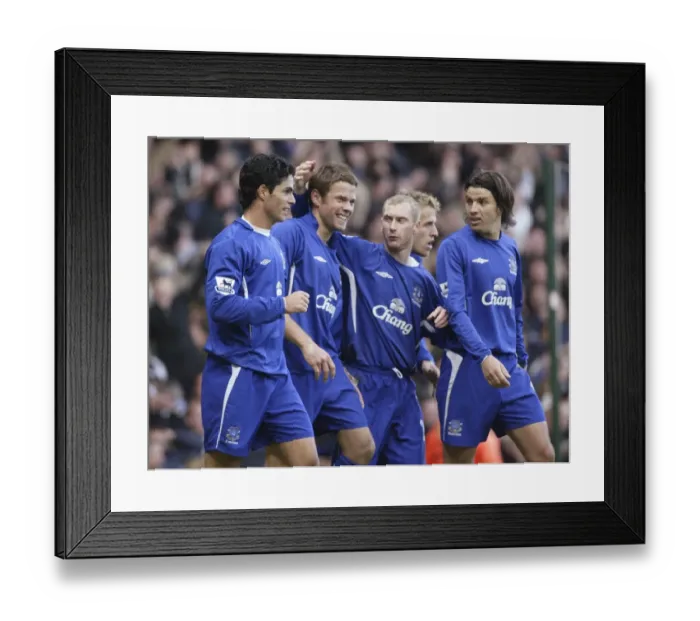 Framed Print : Everton's Thrilling Team Celebration: James Beattie's Game-Changing Second Goal Framed Print : Everton's Thrilling Team Celebration: James Beattie's Game-Changing Second Goal
