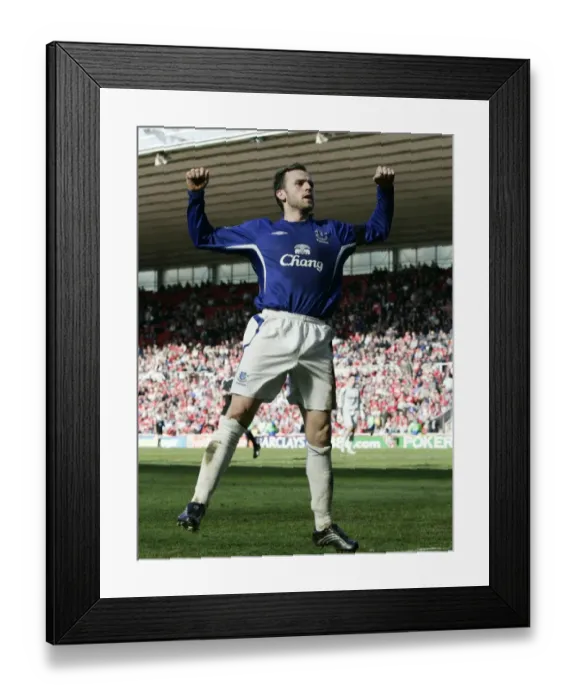 Framed Print : Everton's McFadden Scores Debut Goal: Triumphing Over Middlesbrough in FA Barclays Premiership 05 / 06 Framed Print : Everton's McFadden Scores Debut Goal: Triumphing Over Middlesbrough in FA Barclays Premiership 05 / 06
