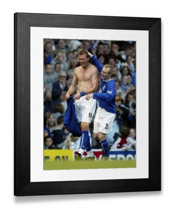 Framed Print : Duncan Ferguson's Triumphant Goal: Everton's Victory over Leeds United in the FA Barclaycard Premiership (September 28, 2003) Framed Print : Duncan Ferguson's Triumphant Goal: Everton's Victory over Leeds United in the FA Barclaycard Premiership (September 28, 2003)