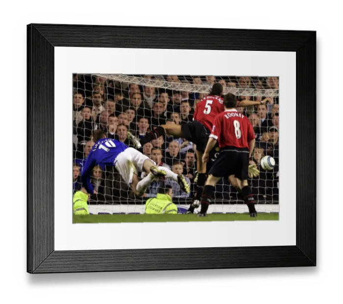 Framed Print : Everton's Ferguson Scores Epic Header Past Manchester United's Defense Framed Print : Everton's Ferguson Scores Epic Header Past Manchester United's Defense