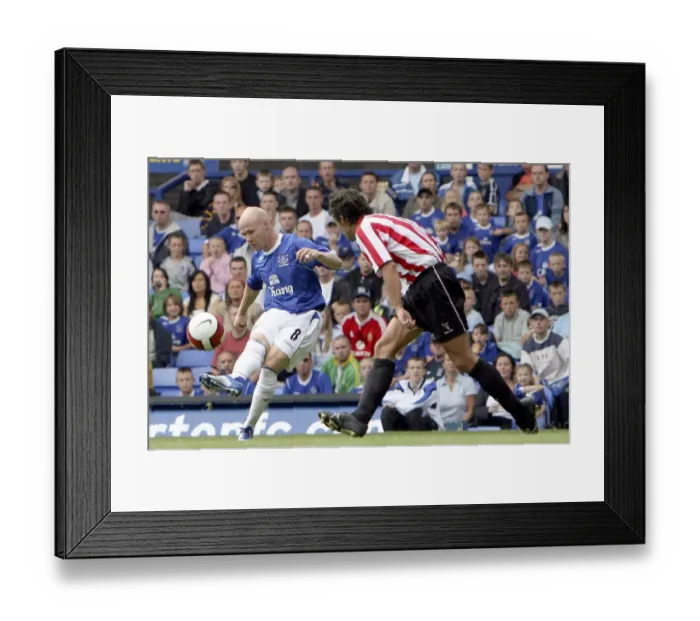 Framed Print : Andy Johnson's Thunderous Debut Debut: A Heart-stopping Shot Hits the Everton Crossbar Framed Print : Andy Johnson's Thunderous Debut Debut: A Heart-stopping Shot Hits the Everton Crossbar
