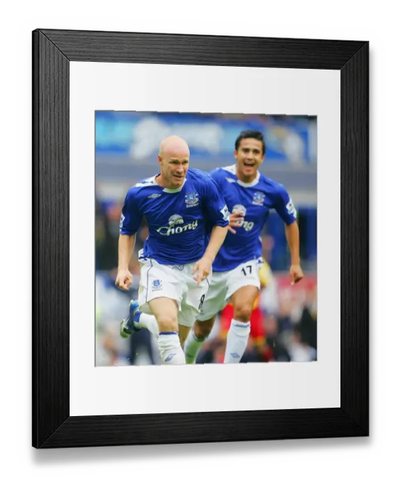 Framed Print : Andy Johnson's Thrilling Goal Celebration: Everton's First Goal Against Watford Framed Print : Andy Johnson's Thrilling Goal Celebration: Everton's First Goal Against Watford