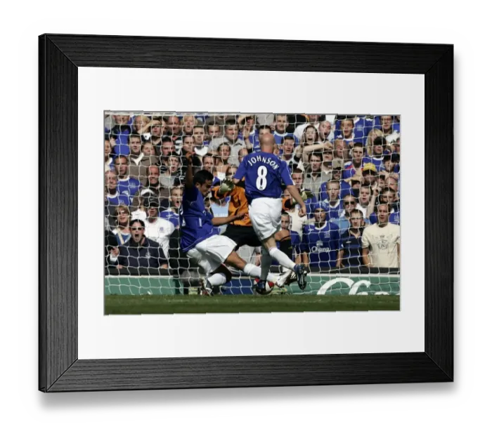 Framed Print : Tim Cahill's Derby Glory: Everton's Unforgettable Moment Framed Print : Tim Cahill's Derby Glory: Everton's Unforgettable Moment