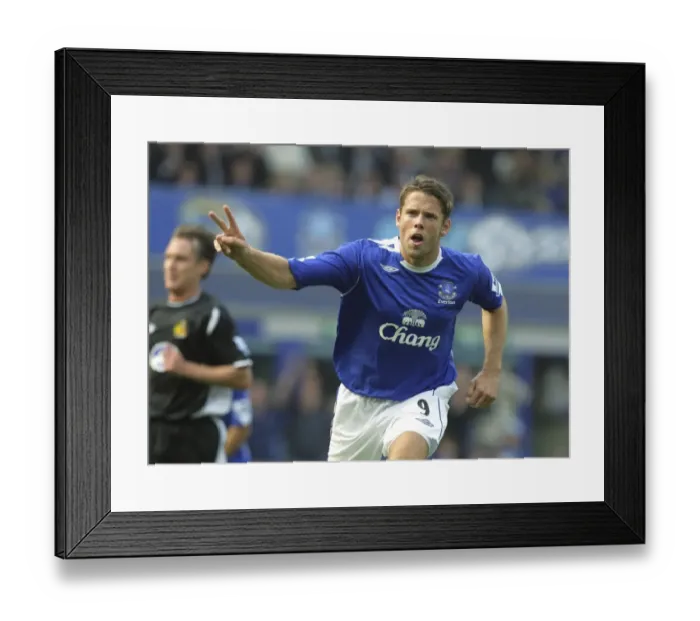 Framed Print : Everton Football Club: James Beattie's Double - The Exultant Moment of Victory Framed Print : Everton Football Club: James Beattie's Double - The Exultant Moment of Victory