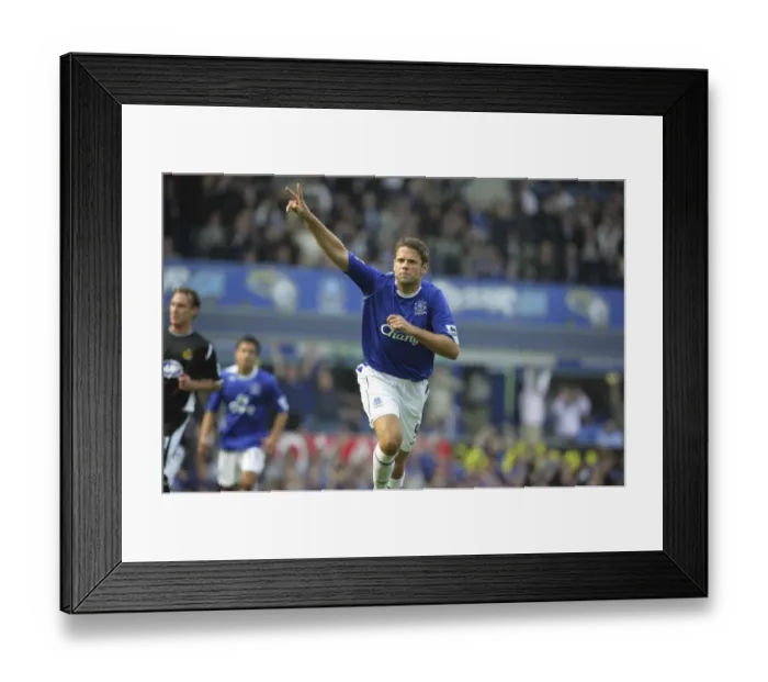 Framed Print : Euphoria Unleashed: James Beattie's Iconic Goal Celebration for Everton FC Framed Print : Euphoria Unleashed: James Beattie's Iconic Goal Celebration for Everton FC