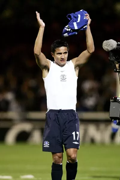 Peterborough United v Everton Tim Cahill applauds the travelling fans at the end of the match