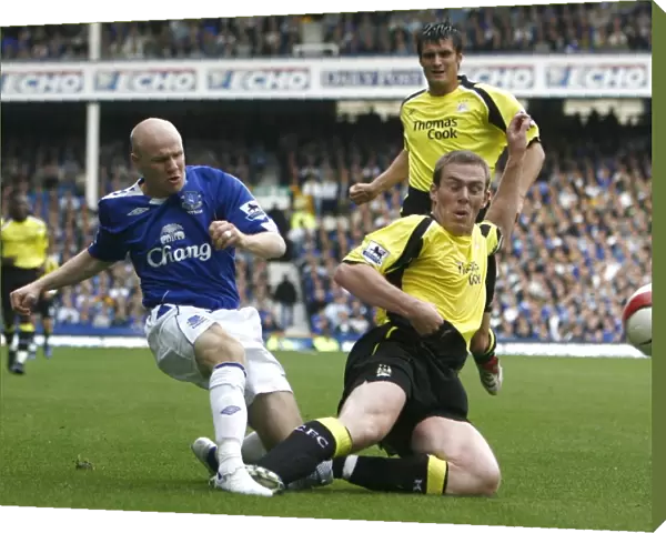Everton v Manchester City Andrew Johnson of Everton in action against Richard Dunne