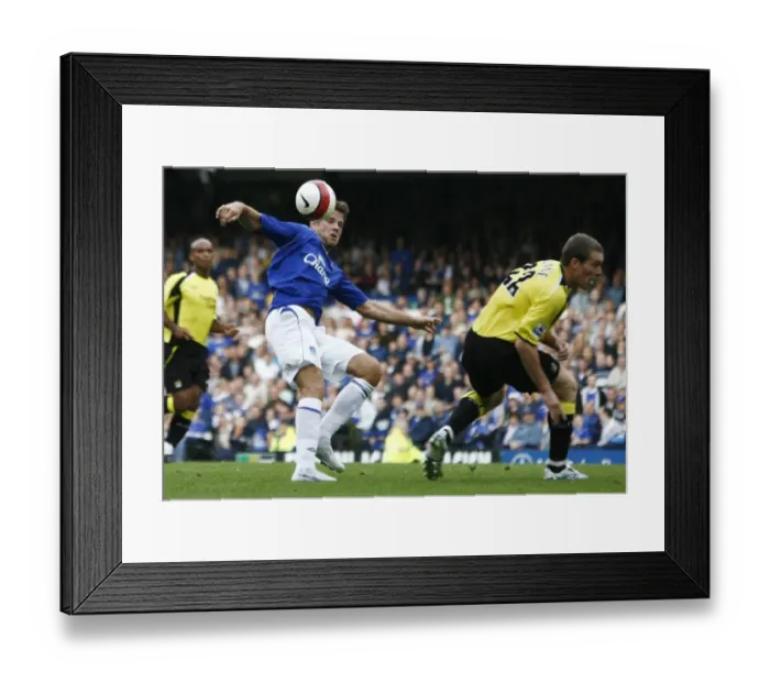 Framed Print : Football - Everton v Manchester City FA Barclays Premiership - Goodison Park - 30 / 9 / 06 James Beattie of Everton in action against Richard Dunne of Manchester City Mandatory Credit: Action Images / Jason Cairnduff Livepic Framed Print : Football - Everton v Manchester City FA Barclays Premiership - Goodison Park - 30 / 9 / 06 James Beattie of Everton in action against Richard Dunne of Manchester City Mandatory Credit: Action Images / Jason Cairnduff Livepic
