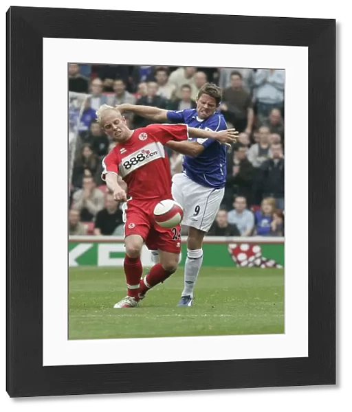 The Riverside Stadium - James Beattie of Everton in action with Andrew Davies of Middlesbrough