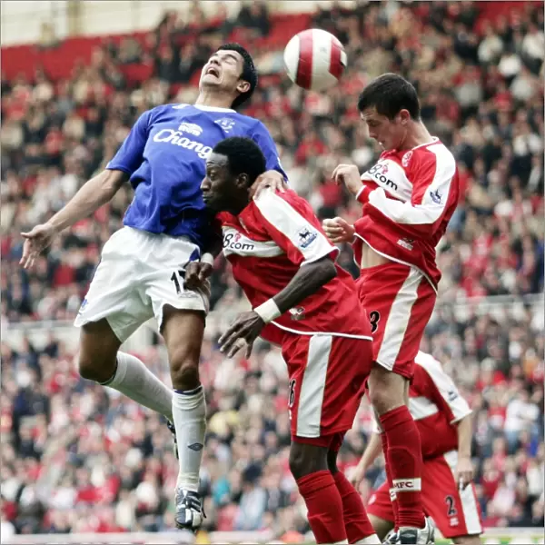 The Riverside Stadium - Tim Cahill of Everton in action against Andrew Taylor