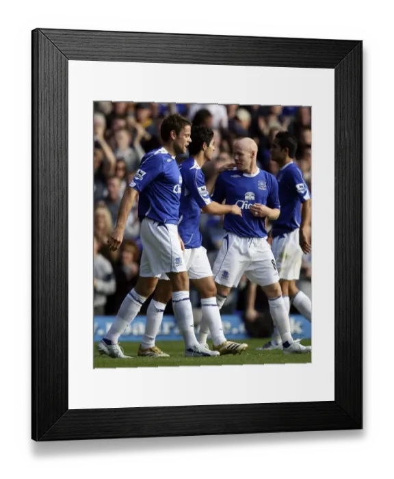 Framed Print : Everton v Sheffield United - 21  /  10  /  06 Mikel Arteta celebrates scoring the first goal for Everton with