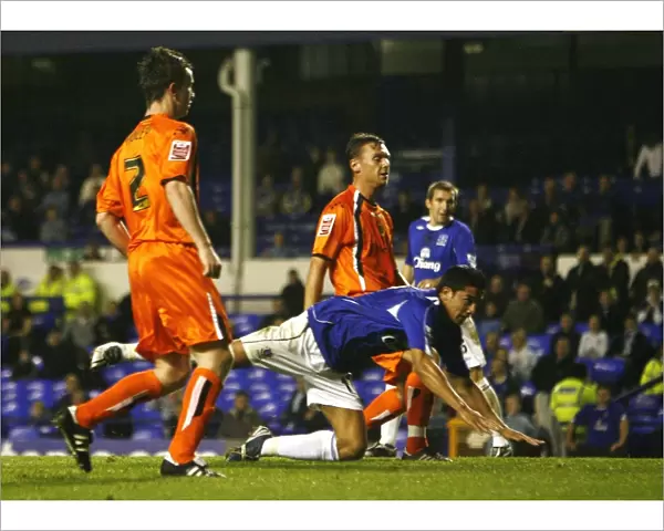 Everton v Luton Town - Goodison Park - 24  /  10  /  06 Evertons Tim Cahill scores the opening goal against Luton Town