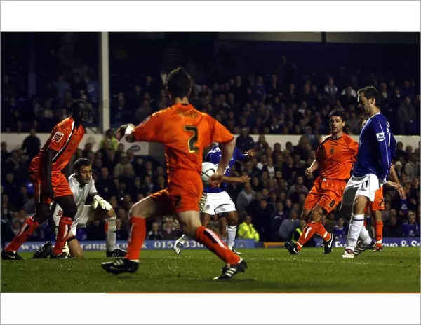 Football - Everton v Luton Town -Goodison Park - 24  /  10  /  06 Evertons James McFadden scores the third goal against